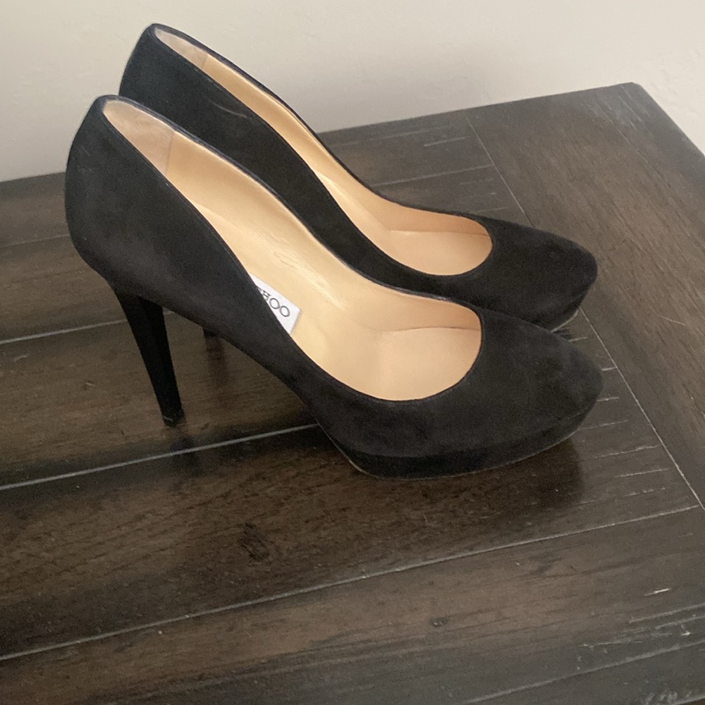 Jimmy Choo Black Heels Classic Suede Pumps - Picture 2 of 8